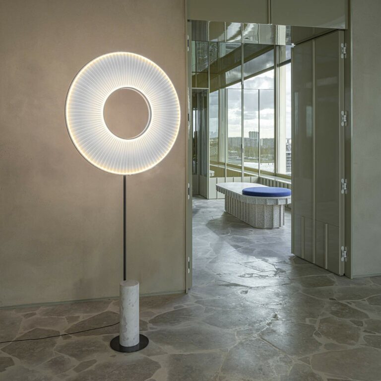 Floor lamp Iris Floor Totem with white marble base